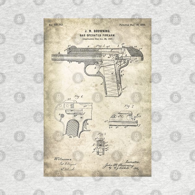 Browning automatic pistol - 1899 Patent - aS02 by SPJE Illustration Photography